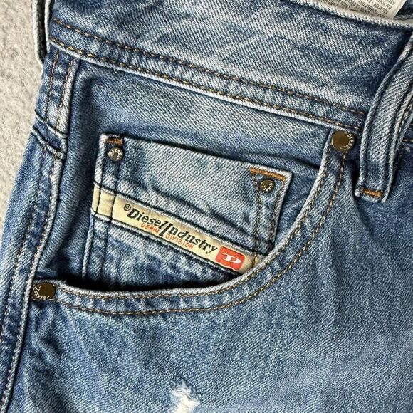 Diesel Industries Krayver Mens 28x30 Denim Jeans Blue Slim Carrot Distressed - Picture 2 of 11